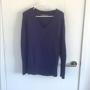 Long v-neck purple sweater